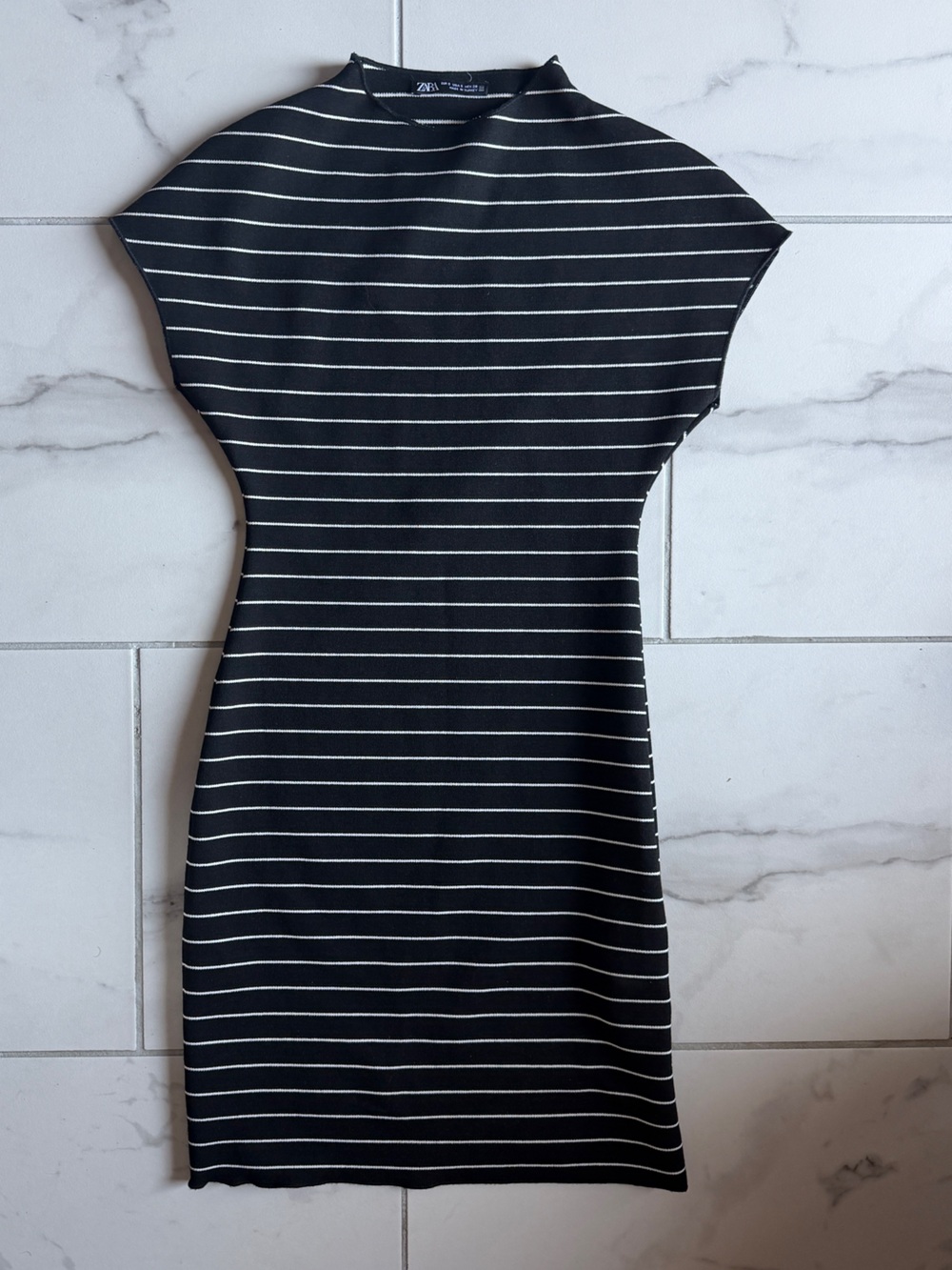 Zara Black and White Striped Mini Dress